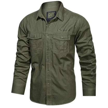 MensFashionStyleStore 67001   Green / 4XL FOR 190 CM 90KG CARGO LONG SLEEVE SHIRT