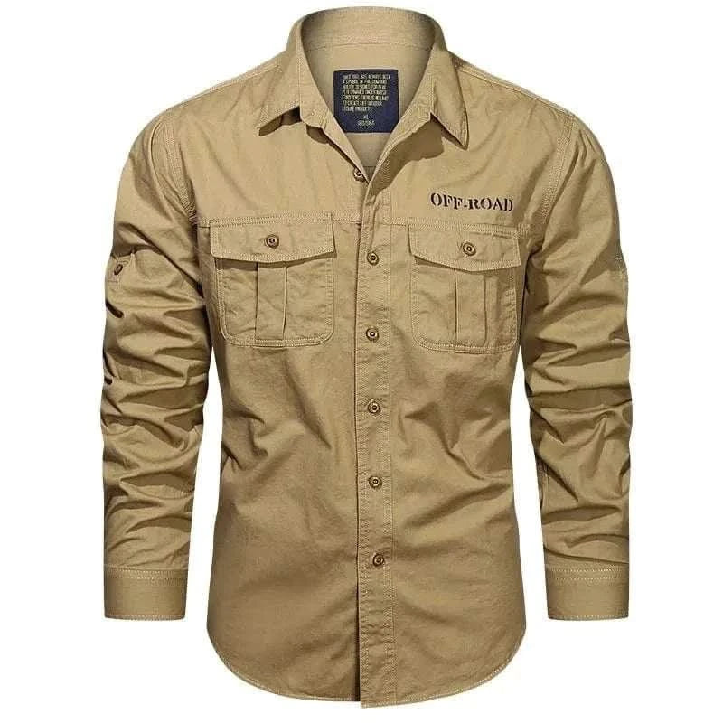 MensFashionStyleStore 67001   Khaki / M FOR 155 CM 55KG CARGO LONG SLEEVE SHIRT