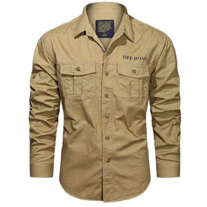 MensFashionStyleStore 67001   Khaki / M FOR 155 CM 55KG CARGO LONG SLEEVE SHIRT