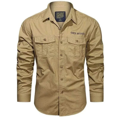 MensFashionStyleStore 67001   Khaki / M FOR 155 CM 55KG CARGO LONG SLEEVE SHIRT