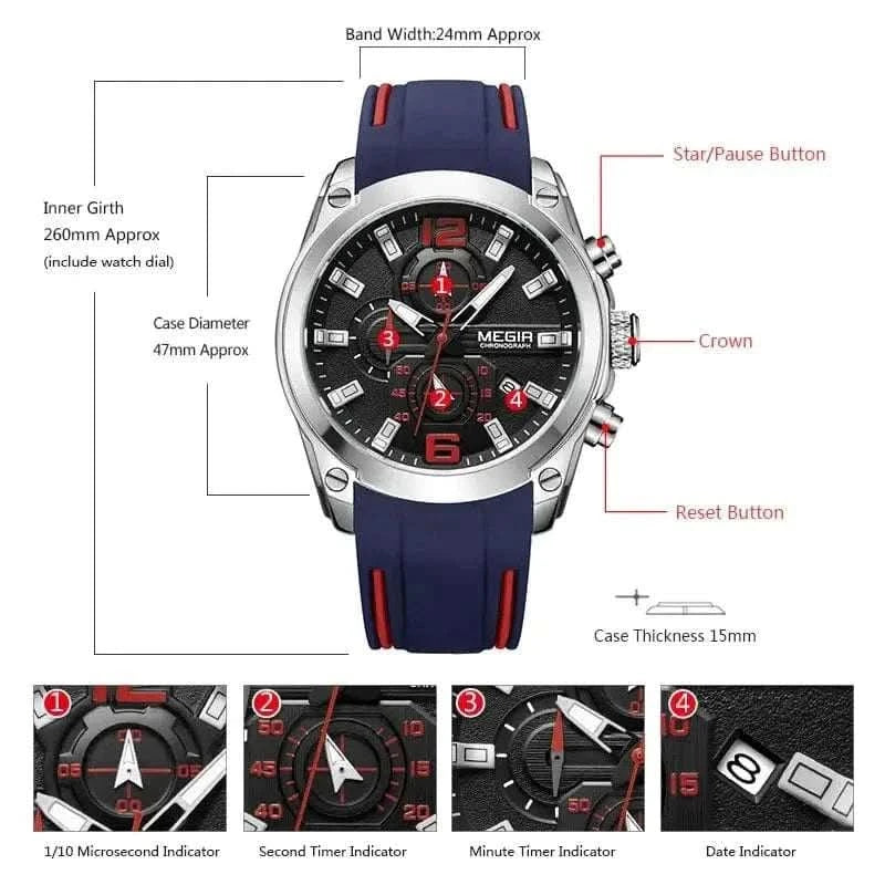 MensFashionStyleStore CHRONOGRAPH ANALOG LUMINOUS WATCH