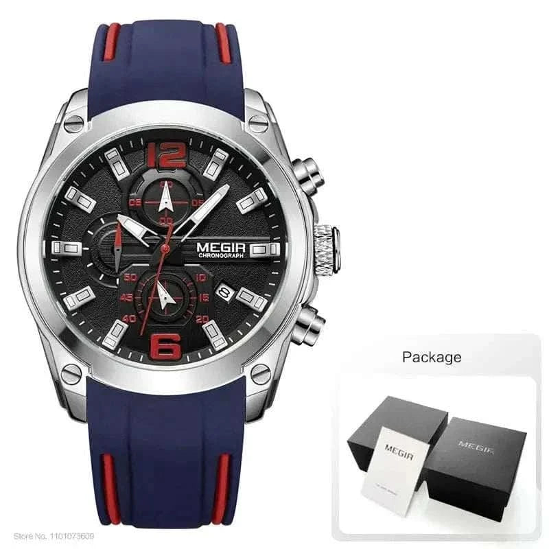 MensFashionStyleStore Blue-Box CHRONOGRAPH ANALOG LUMINOUS WATCH