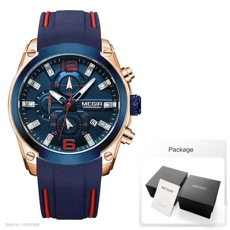 MensFashionStyleStore Rose blue-Box CHRONOGRAPH ANALOG LUMINOUS WATCH