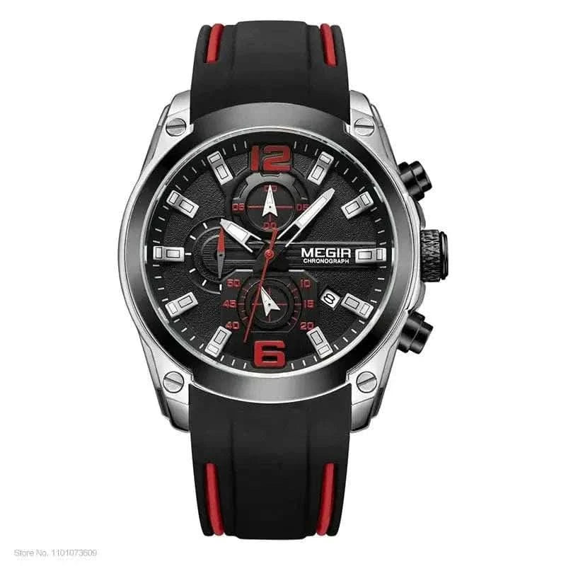MensFashionStyleStore Silver Black CHRONOGRAPH ANALOG LUMINOUS WATCH