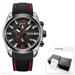 MensFashionStyleStore Silver Black-Box CHRONOGRAPH ANALOG LUMINOUS WATCH