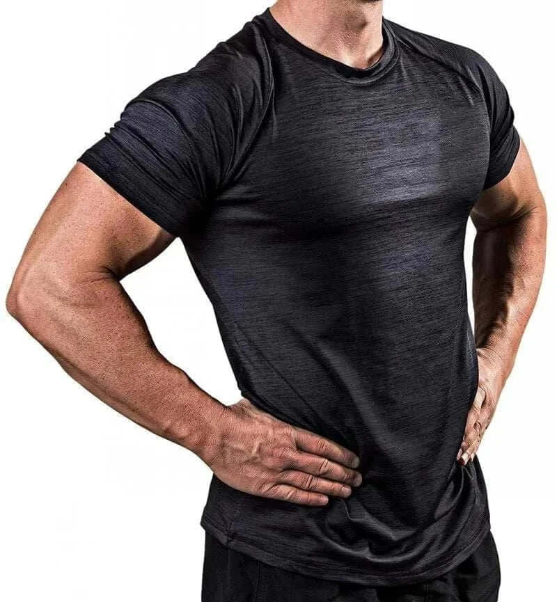 men tops -Men Muscle Shirts Bodybuilding Quick Dry Short Sleeve.