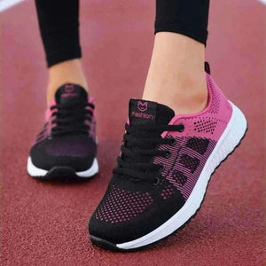 Women Casual Shoes - Breathable Walking Mesh Lace Up Platform.