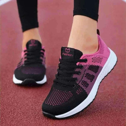 Women Casual Shoes - Breathable Walking Mesh Lace Up Platform.
