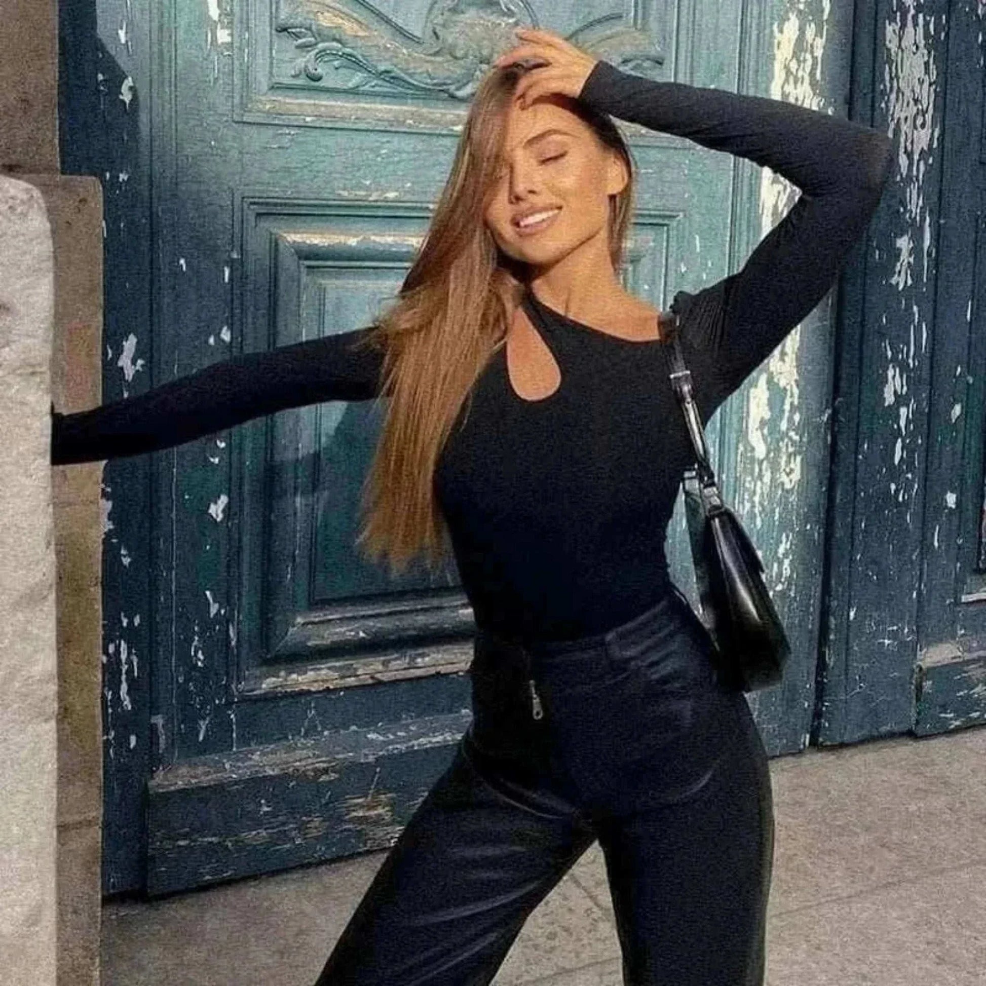 Going Out Tops- Y2k Casual Basic Bodysuit Women Long Sleeve Sexy Hollowing Irregularity Body Korean Top Cotton Bodycon Jumpsuit Romper Ladies.