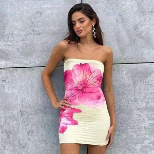 Dresses ONline - CUTENOVA Women'S Floral Printed Strapless Backless
