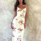 Dresses Online - Floral Print Summer Green Dress Womens Fashion Casual Sleeveless V-neck Backless Tunics Bodycon Holiday Beach Dresses Streetwear.