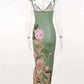 Dresses Online - Floral Print Summer Green Dress Womens Fashion Casual Sleeveless V-neck Backless Tunics Bodycon Holiday Beach Dresses Streetwear.