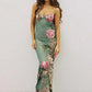 Dresses Online - Floral Print Summer Green Dress Womens Fashion Casual Sleeveless V-neck Backless Tunics Bodycon Holiday Beach Dresses Streetwear.