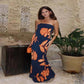 Informal Dresses - Strapless Printed Long Dress Women Elegant Sleeveless Backless Waist.