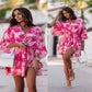 Informal Dresses - Elegant Summer Ruffl Mini Dress Office Dress for Women's Casual Bat Sleeve Flowers Print Bohemian Beach Vacation Sundress Women.