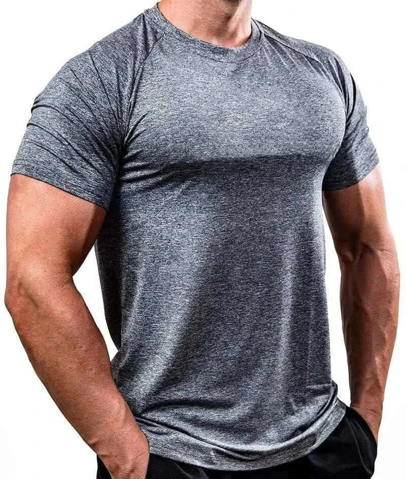 men tops -Men Muscle Shirts Bodybuilding Quick Dry Short Sleeve.