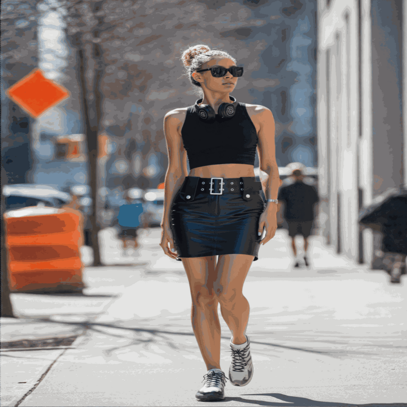 ladies mini skirts- skirt women  2022  korean fashion clothing  Solid  Button  Above Knee, Mini  vintage leather  black skirt  Regulai Fit.