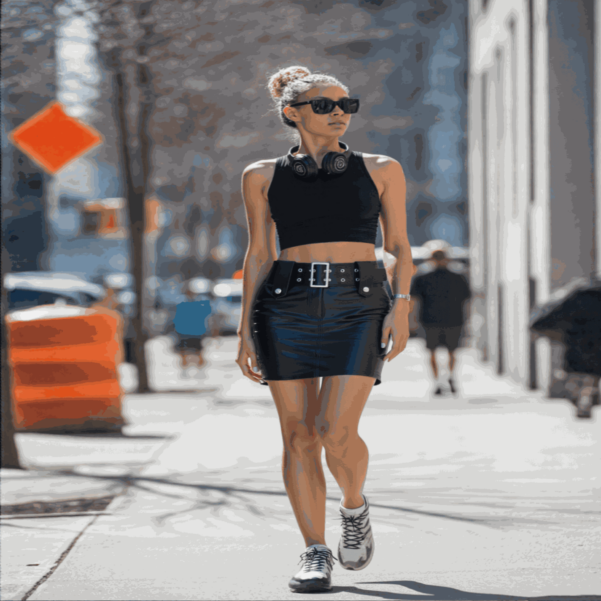 ladies mini skirts- skirt women  2022  korean fashion clothing  Solid  Button  Above Knee, Mini  vintage leather  black skirt  Regulai Fit.