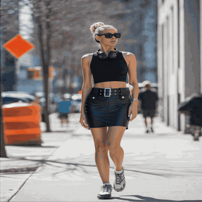ladies mini skirts- skirt women  2022  korean fashion clothing  Solid  Button  Above Knee, Mini  vintage leather  black skirt  Regulai Fit.