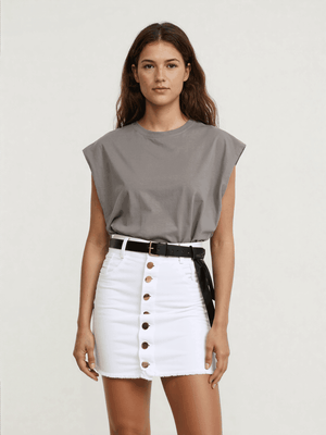 ladies mini skirts - Women's Clothing Skirts 2025 new casual fashion high waist solid color hip hugging short skirt denim single breasted half skirt.
