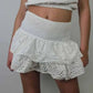 ladies mini skirts - Women Y2K Ruffle Layered Hollow Mini Skirts Smocked A Line Pleated Short Skirts Teen Girls Boho Beach Kawaii Mini Skirts.