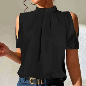 Going Out Tops  - Fashion Off Shoulder Black Office Ladies Tops And Blouses Women 2023 Summer Casual Short Sleeve Top Femme Shirt Blouse Woman.