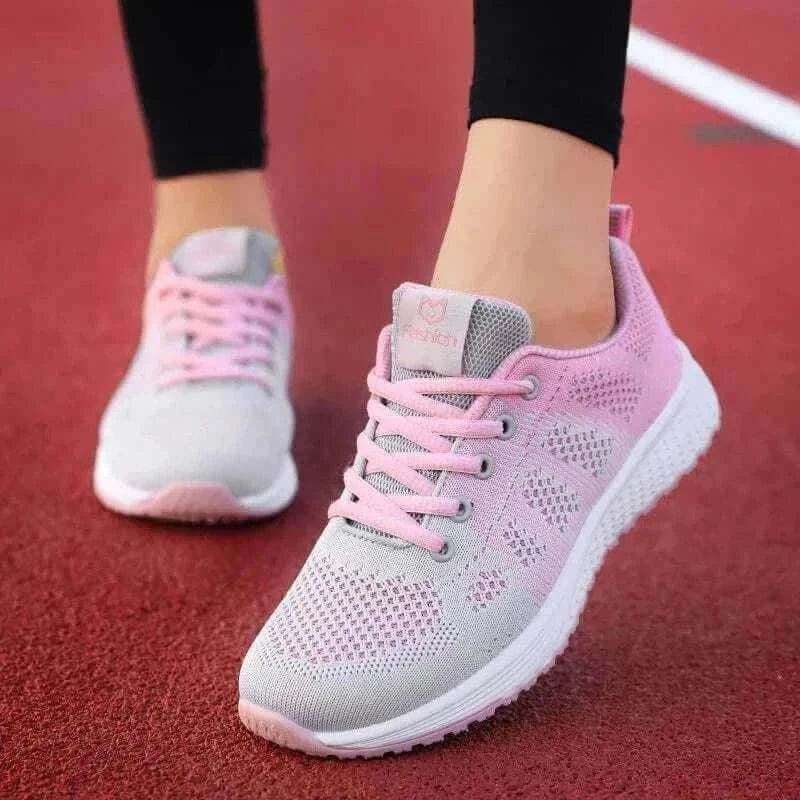 Women Casual Shoes - Breathable Walking Mesh Lace Up Platform.