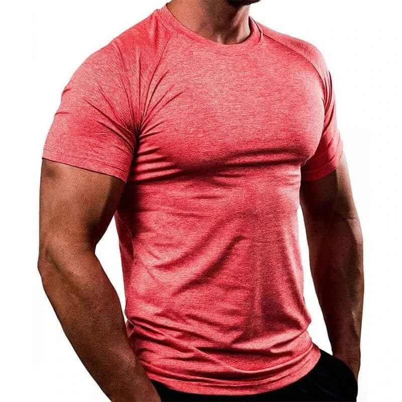 men tops -Men Muscle Shirts Bodybuilding Quick Dry Short Sleeve.