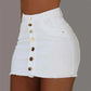 ladies mini skirts- Women's Clothing Skirts 2025 new casual fashion high waist solid color hip hugging short skirt denim single breasted half skirt.