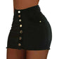 ladies mini skirts - Women's Clothing Skirts 2025 new casual fashion high waist solid color hip hugging short skirt denim single breasted half skirt.