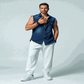 summer t-shirt for men-Tank Tops Men Tops Turn Down Collar Tees Sleeveless Loose 2025 Distressed Denim Washed Summer Spliced Covered Button Casual.