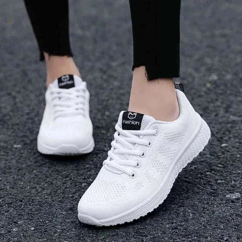 Women Casual Shoes - Breathable Walking Mesh Lace Up Platform.