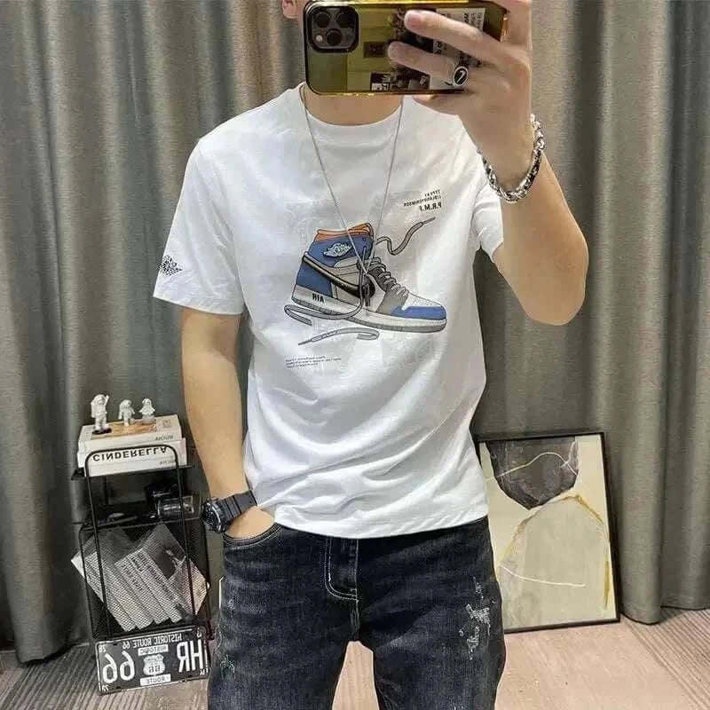 men tops- T Shirt for Men Black Man Tee Shirts Slim Fit Streetwear.