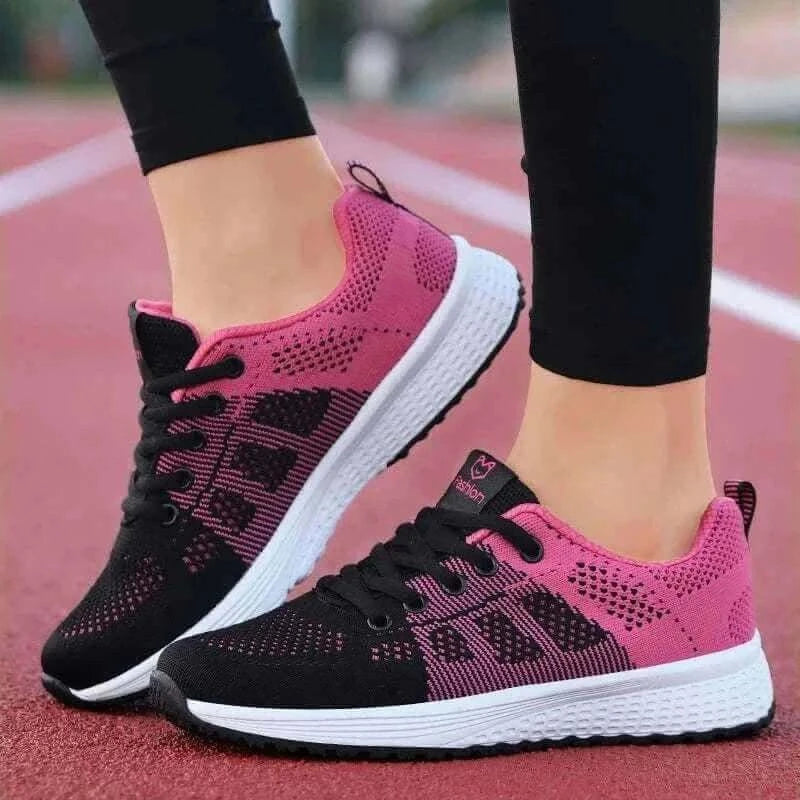 Women Casual Shoes - Breathable Walking Mesh Lace Up Platform.