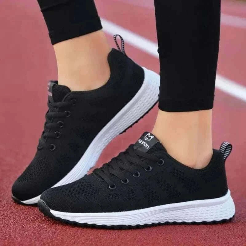Women Casual Shoes - Breathable Walking Mesh Lace Up Platform.
