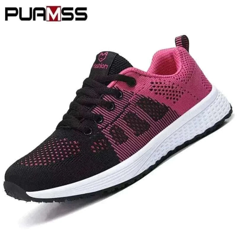 Women Casual Shoes - Breathable Walking Mesh Lace Up Platform.