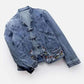 Women Jeans Jacket Butterfly Embroidery 2024 Women's Short Denim Jacket Spring And Autumn Cropped Chinese Style Retro Denim Coat.