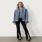 Women Jeans Jacket Butterfly Embroidery 2024 Women's Short Denim Jacket Spring And Autumn Cropped Chinese Style Retro Denim Coat.