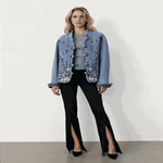 Women Jeans Jacket Butterfly Embroidery 2024 Women's Short Denim Jacket Spring And Autumn Cropped Chinese Style Retro Denim Coat.