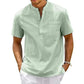  Men's Fashion Style Store green / US 3XL 100-110KG Cotton Linen Shirt Men