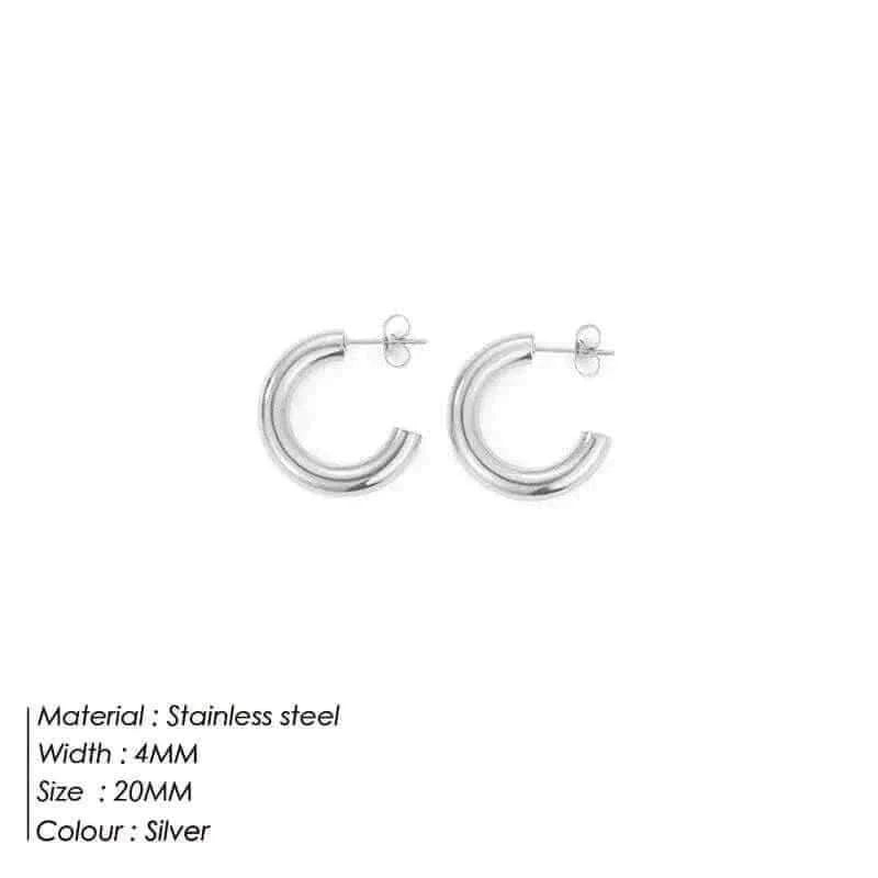 eManco Stainless Steel Large Hoop Earrings Hip Hop Style Women's Jewelry Multi-Size Stacking Earrings Party Favors.
