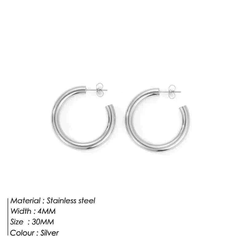 eManco Stainless Steel Large Hoop Earrings Hip Hop Style Women's Jewelry Multi-Size Stacking Earrings Party Favors.