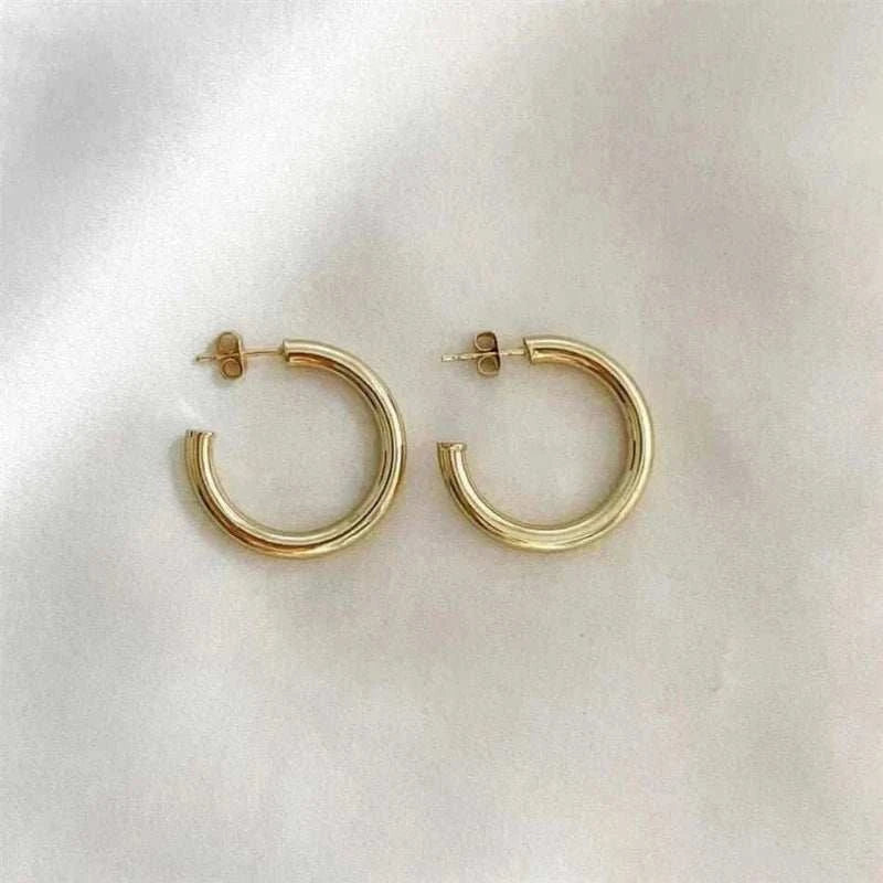 eManco Stainless Steel Large Hoop Earrings Hip Hop Style Women's Jewelry Multi-Size Stacking Earrings Party Favors.