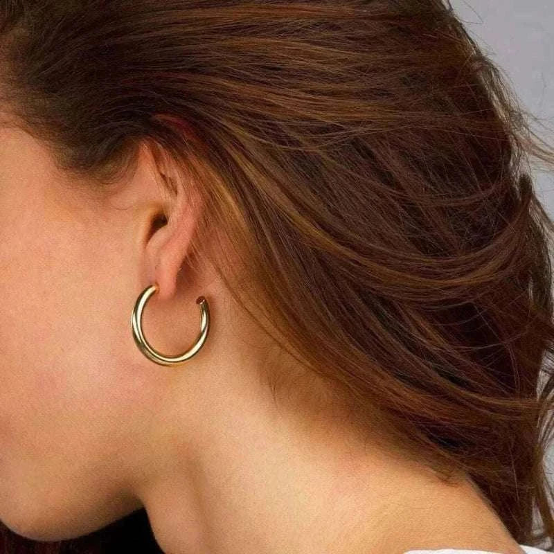 eManco Stainless Steel Large Hoop Earrings Hip Hop Style Women's Jewelry Multi-Size Stacking Earrings Party Favors.