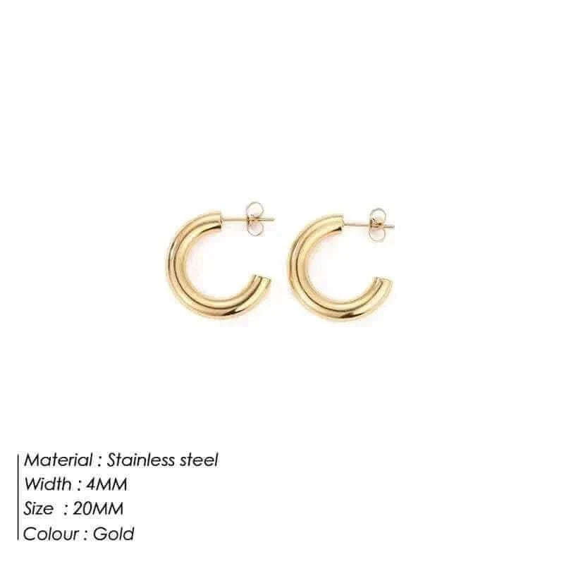 eManco Stainless Steel Large Hoop Earrings Hip Hop Style Women's Jewelry Multi-Size Stacking Earrings Party Favors.