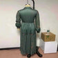 Informal Dresses- Ethnic Retro Floral Print Pleated Long Dress.