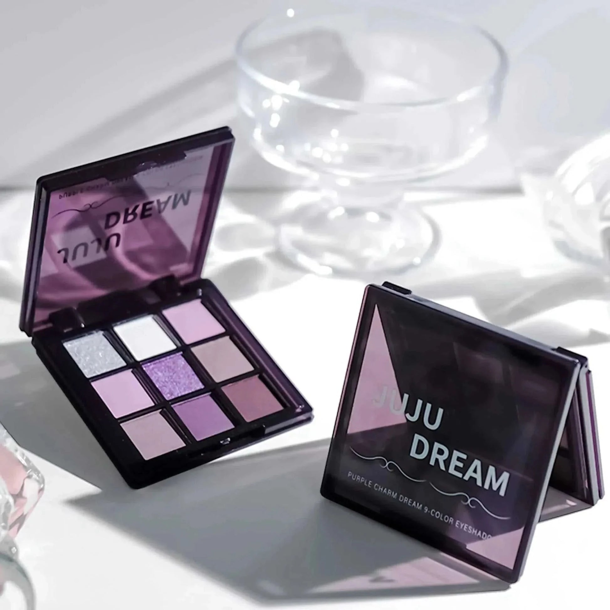  Men's Fashion Style Store JUJU 9112 Eyeshadow palette, nine shades of smoky, matte, pearlescent, fine dark purple glitter