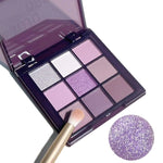  Men's Fashion Style Store JUJU 9112 Eyeshadow palette, nine shades of smoky, matte, pearlescent, fine dark purple glitter