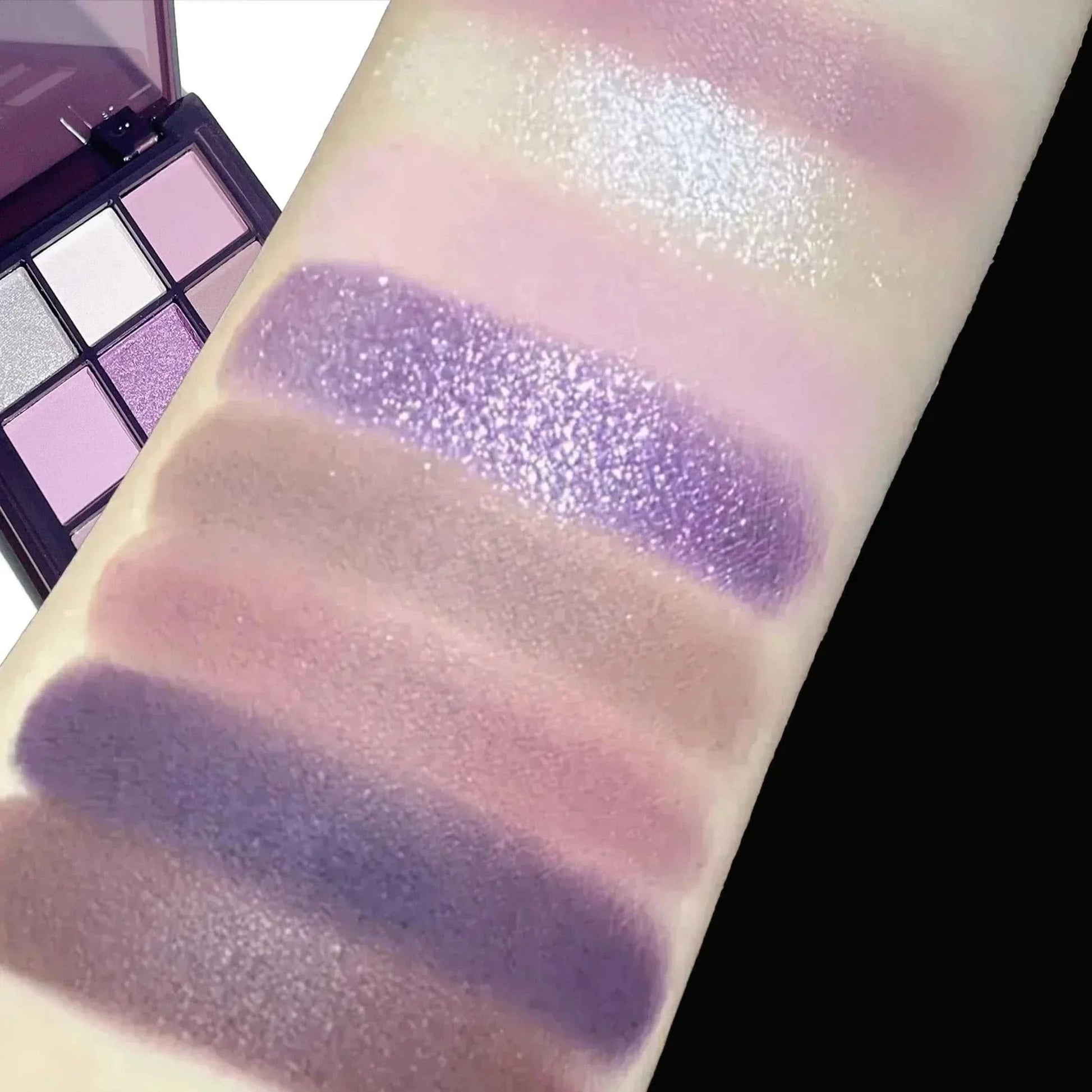  Men's Fashion Style Store JUJU 9112 Eyeshadow palette, nine shades of smoky, matte, pearlescent, fine dark purple glitter