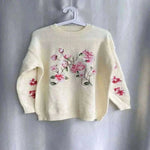 Fasbion Elegant Sweaters Long Sleeve Flower Embroidery Design Aesthetics Short Pullovers Casual Loose Vintage Women's Clothing.
